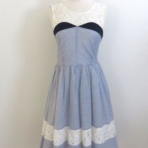 Blue and White Fit & Flare Dress